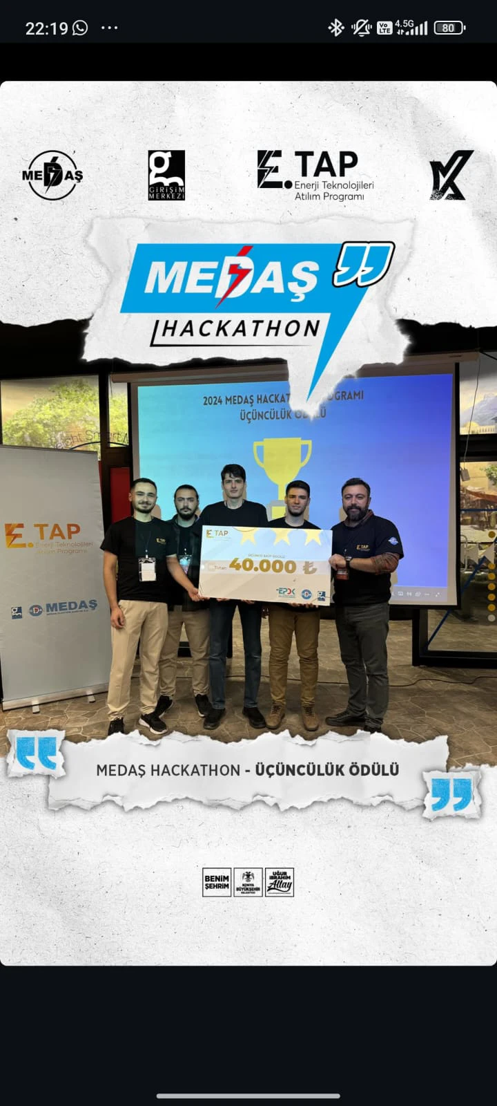 Medaş Hackathon’unda 3.olduk!